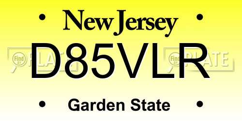 D85VLR New Jersey License Plate