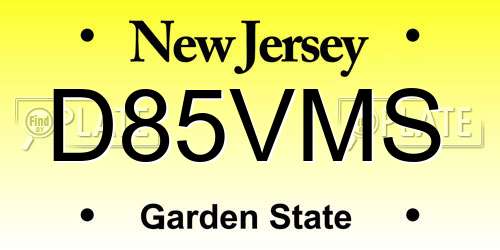 D85VMS New Jersey License Plate