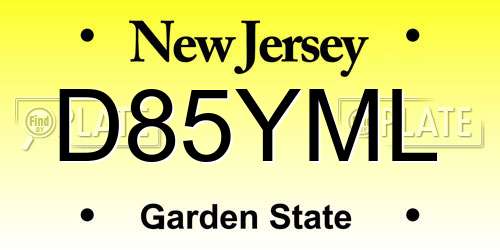 D85YML New Jersey License Plate
