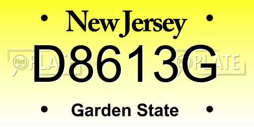 D8613G New Jersey License Plate