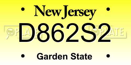 D862S2 New Jersey License Plate