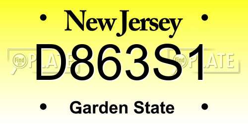 D863S1 New Jersey License Plate