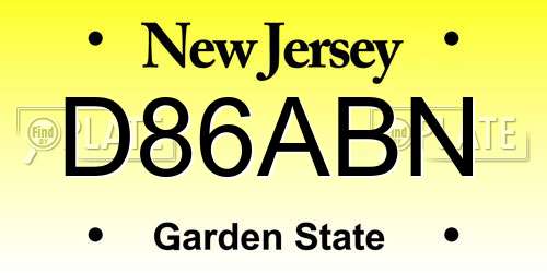 D86ABN New Jersey License Plate