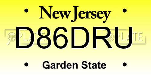 D86DRU New Jersey License Plate