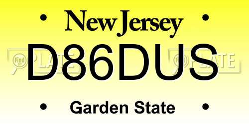 D86DUS New Jersey License Plate