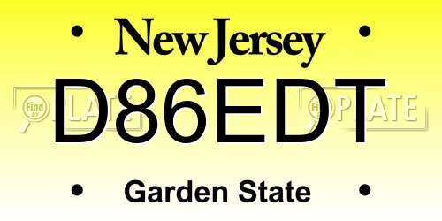 D86EDT New Jersey License Plate
