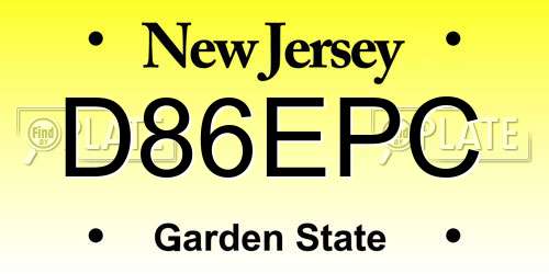 D86EPC New Jersey License Plate