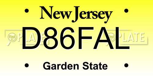 D86FAL New Jersey License Plate