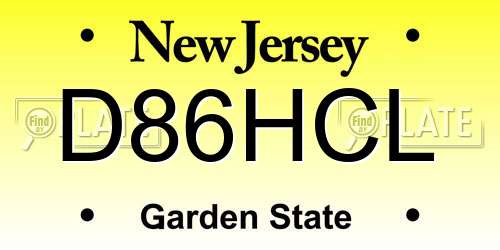 D86HCL New Jersey License Plate