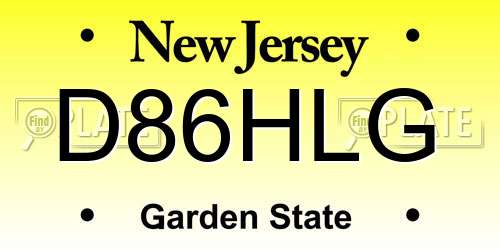 D86HLG New Jersey License Plate