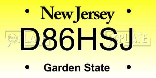 D86HSJ New Jersey License Plate