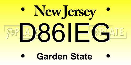D86IEG New Jersey License Plate