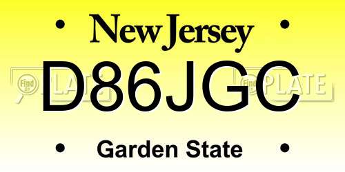 D86JGC New Jersey License Plate