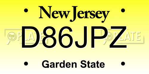 D86JPZ New Jersey License Plate