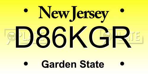 D86KGR New Jersey License Plate