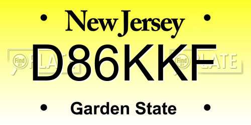 D86KKF New Jersey License Plate