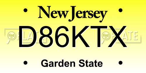 D86KTX New Jersey License Plate