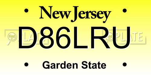 D86LRU New Jersey License Plate