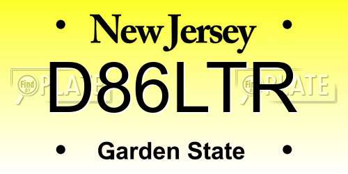 D86LTR New Jersey License Plate