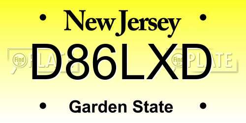 D86LXD New Jersey License Plate