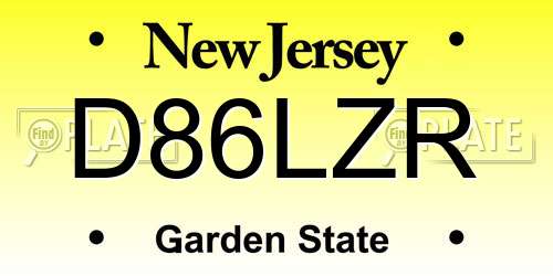 D86LZR New Jersey License Plate