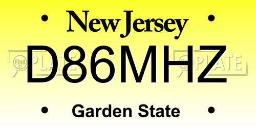 D86MHZ New Jersey License Plate