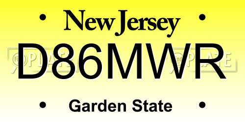 D86MWR New Jersey License Plate