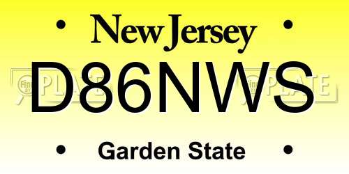 D86NWS New Jersey License Plate