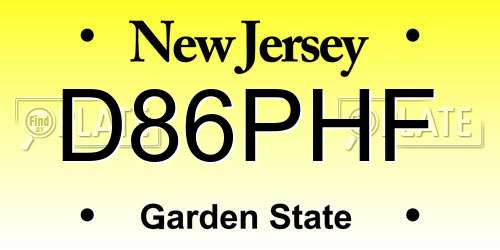 D86PHF New Jersey License Plate