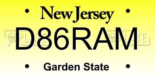 D86RAM New Jersey License Plate