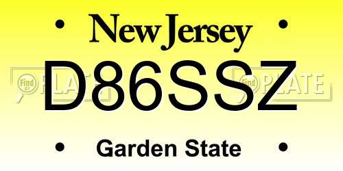 D86SSZ New Jersey License Plate