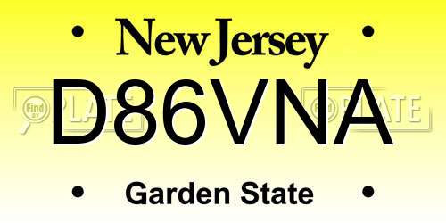 D86VNA New Jersey License Plate