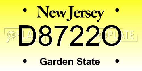 D8722O New Jersey License Plate