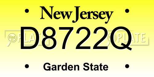 D8722Q New Jersey License Plate