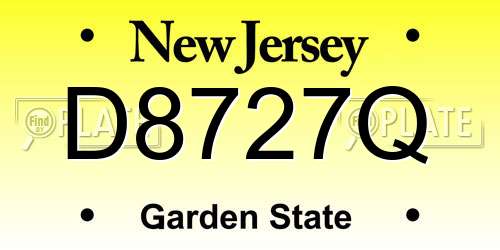D8727Q New Jersey License Plate