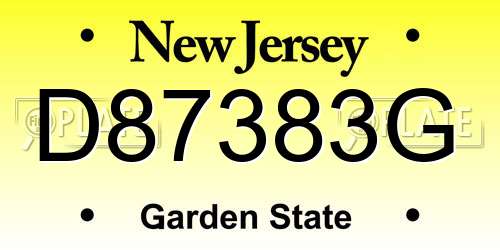 D87383G New Jersey License Plate