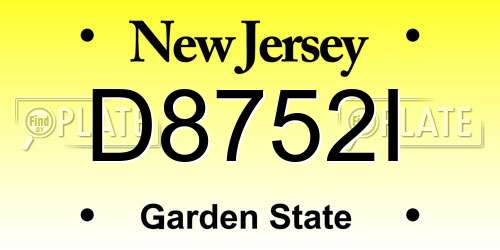 D8752I New Jersey License Plate