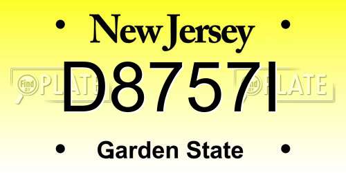 D8757I New Jersey License Plate