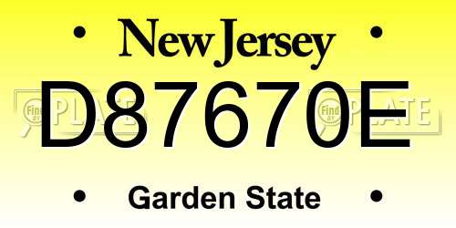 D87670E New Jersey License Plate