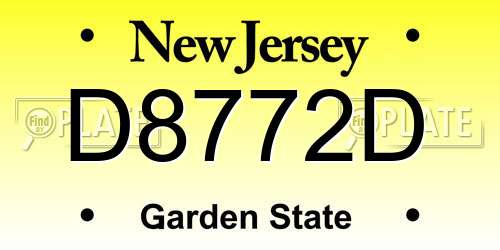 D8772D New Jersey License Plate