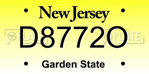 D8772O New Jersey License Plate