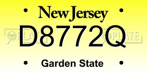 D8772Q New Jersey License Plate