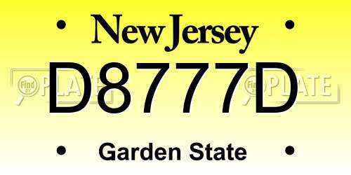 D8777D New Jersey License Plate