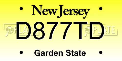 D877TD New Jersey License Plate