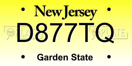 D877TQ New Jersey License Plate