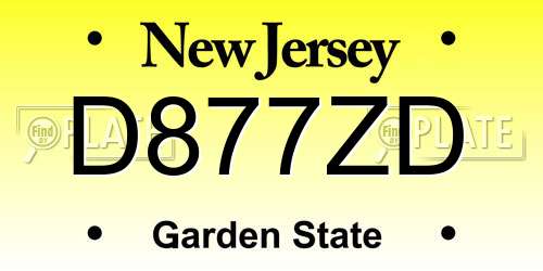 D877ZD New Jersey License Plate