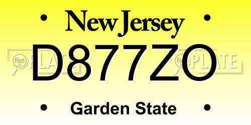 D877ZO New Jersey License Plate