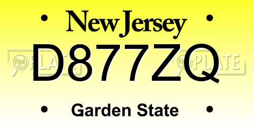 D877ZQ New Jersey License Plate