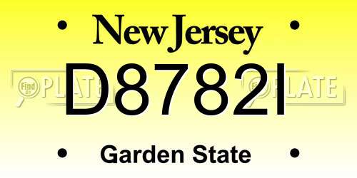 D8782I New Jersey License Plate