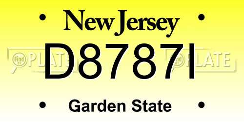D8787I New Jersey License Plate